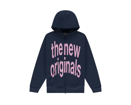 The New Originals Big Logo Zip Hoodie Navy Blue Pink  TNO442