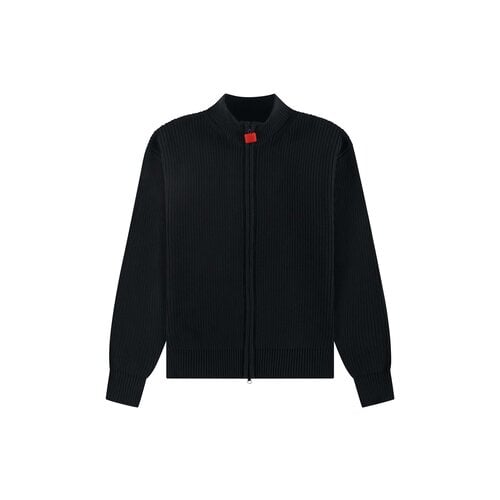 Fisherman Rib Zip Up Sweater Black TN0443