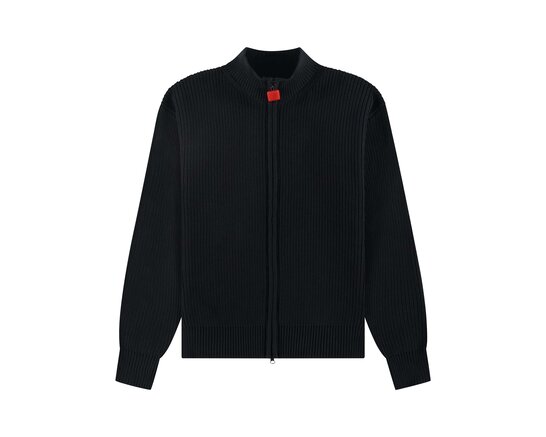 The New Originals Fisherman Rib Zip Up Sweater Black TNO443