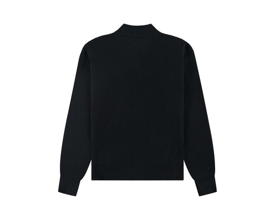 The New Originals Fisherman Rib Zip Up Sweater Black TNO443