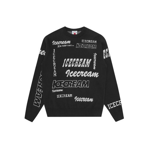 Multi Logo Knit Crewneck Black IC25330