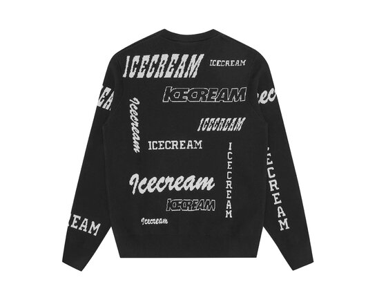 ICECREAM Multi Logo Knit Crewneck Black IC25330