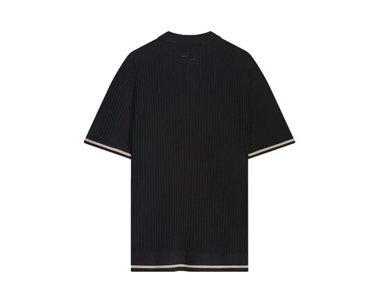 Fine Knit Polo Black 42257050 0127 Filling Pieces Clothing Fine Knit Polo Black 42257050 0127