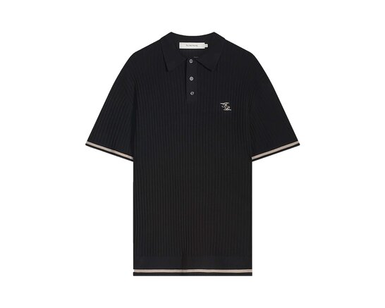Fine Knit Polo Black 42257050 0127 Filling Pieces Clothing Fine Knit Polo Black 42257050 0127