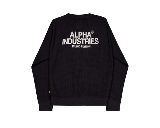 Studio Waffle Sweatshirt Black 258300 03 Alpha Industries Studio Waffle Sweatshirt Black 258300 03