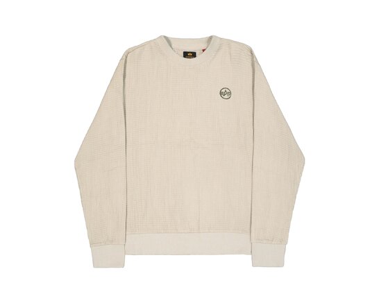 Studio Waffle Sweatshirt Organic Beige 258300 627 Alpha Industries Studio Waffle Sweatshirt Organic Beige 258300 627