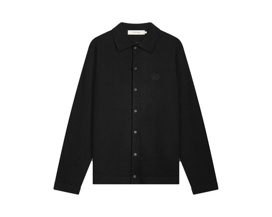 Filling Pieces Clothing Knit Dress Shirt Black 422571500127 130