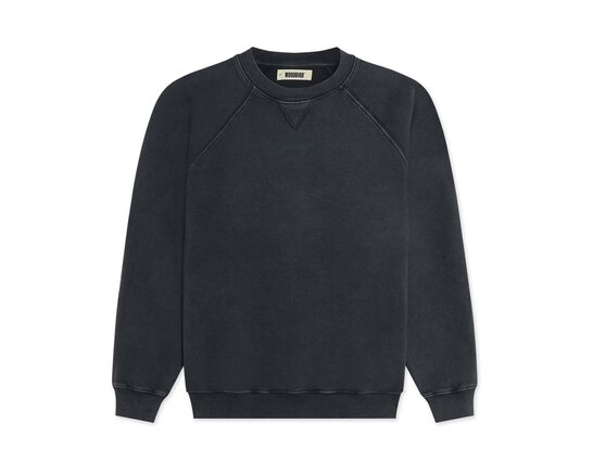 Woodbird WBZhang Washed Logo Crew Black 2446 652
