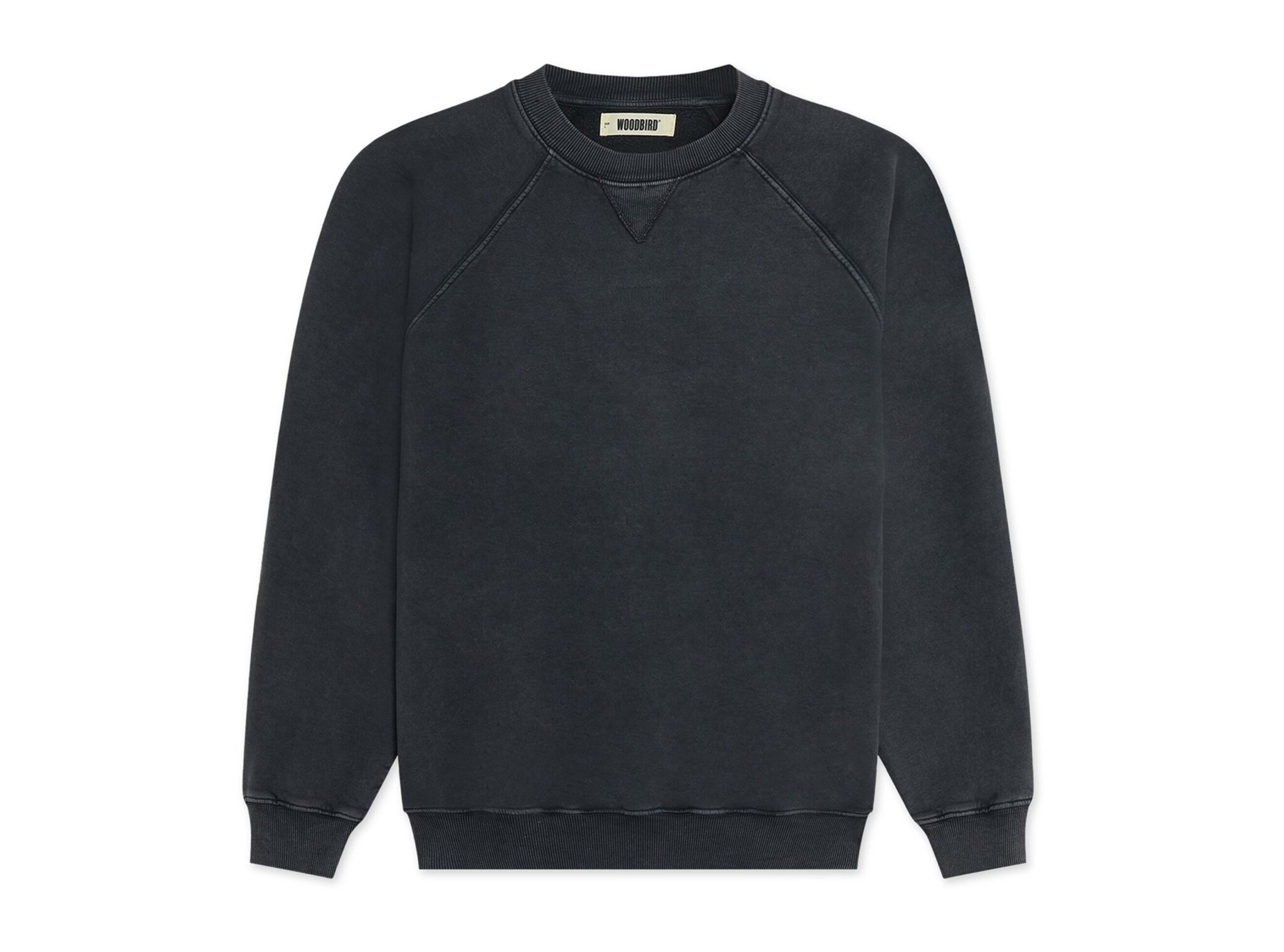 WBZhang Washed Logo Crew Black 2446 652 Woodbird WBZhang Washed Logo Crew Black 2446 652