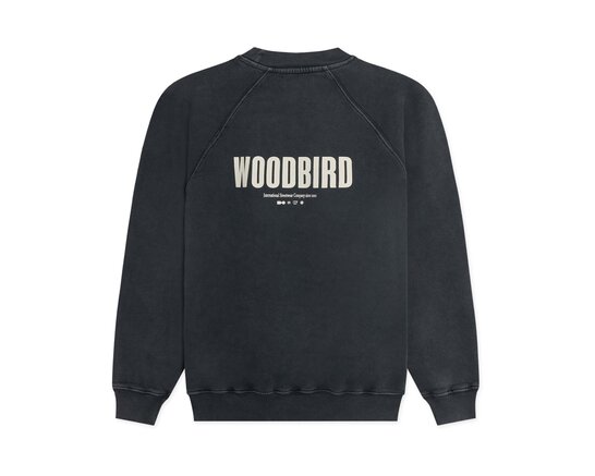 Woodbird WBZhang Washed Logo Crew Black 2446 652