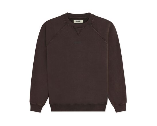 Woodbird WBZhang Washed Logo Crew Brown 2446 652