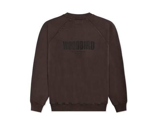 Woodbird WBZhang Washed Logo Crew Brown 2446 652