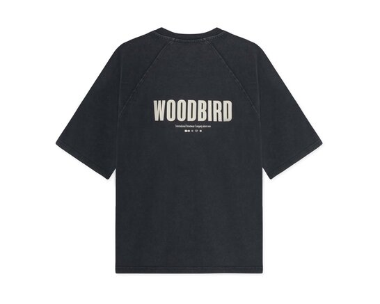 Woodbird WBBlake Washed Logo Tee Black 2446 454