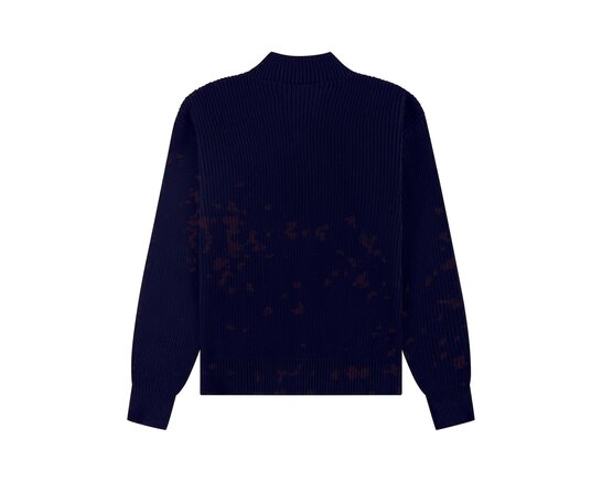The New Originals Fisherman Rib Zip Up Sweater Navy TNO456