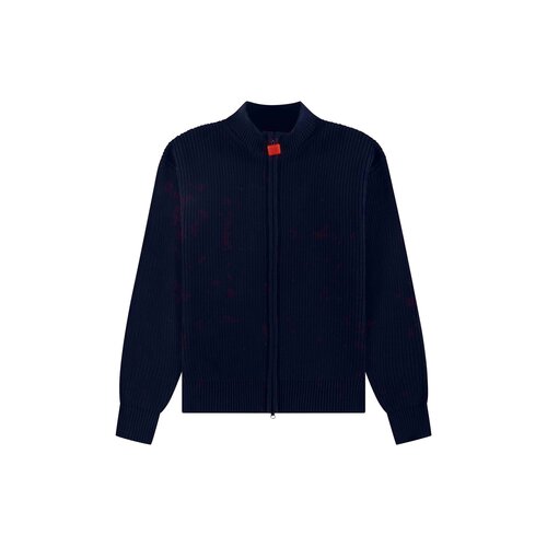 Fisherman Rib Zip Up Sweater Navy TNO456