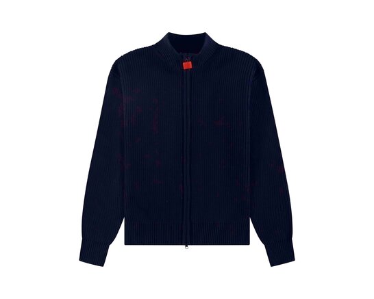 The New Originals Fisherman Rib Zip Up Sweater Navy TNO456
