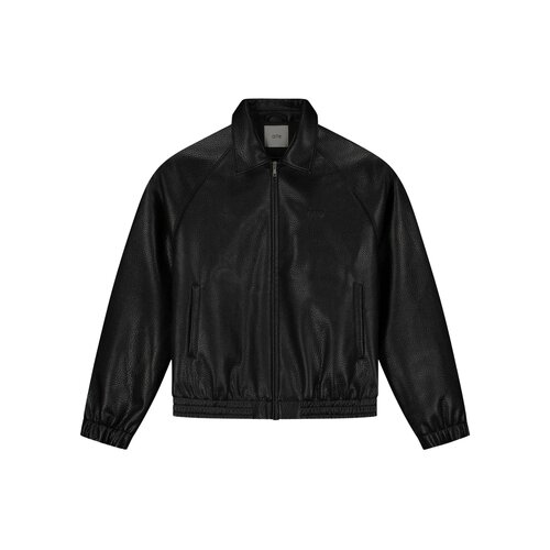 Veste en cuir basique noire AW25 251J