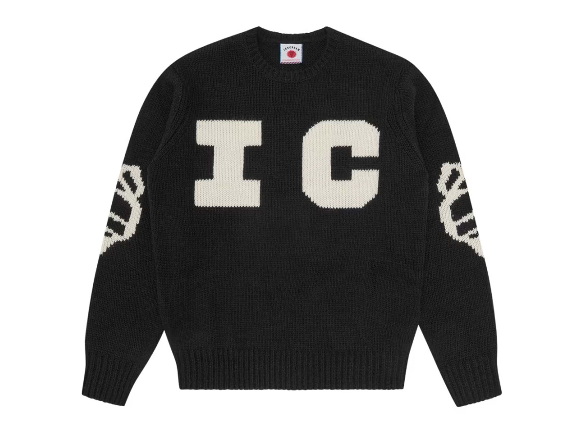 Running Dog Knitted Crewneck Black IC25468 ICECREAM Running Dog Knitted Crewneck Black IC25468