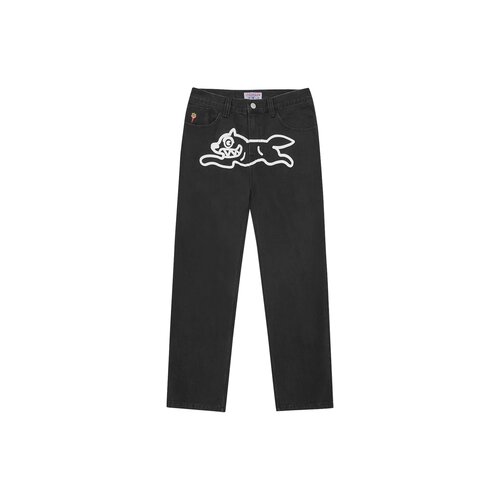 Spray Paint Running Dog Double Scoop Denim Pants Black IC25485