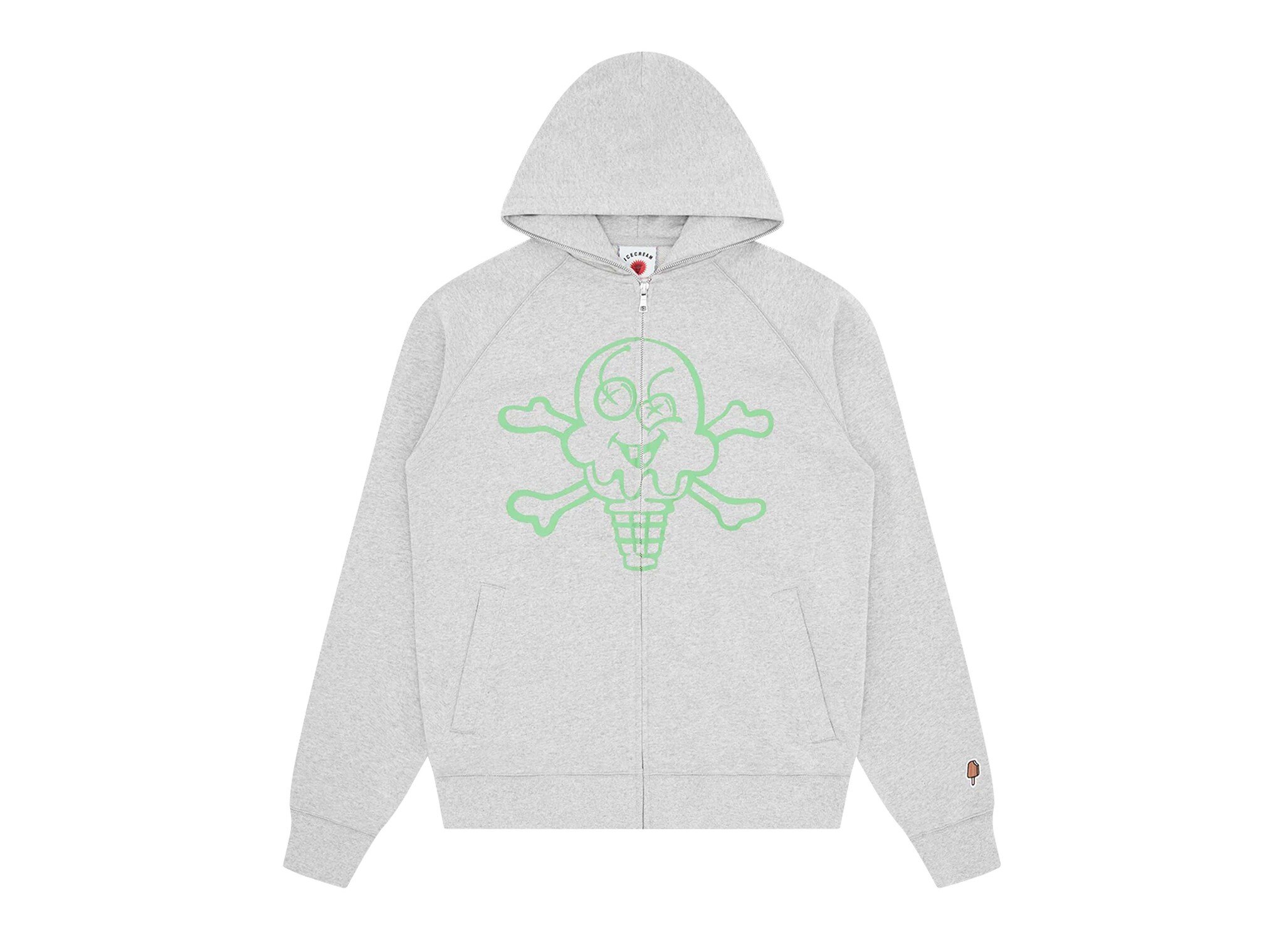 Cones & Bones Zip Trough Hood Heather Grey IC254102 ICECREAM Cones & Bones Zip Trough Hood Heather Grey IC254102
