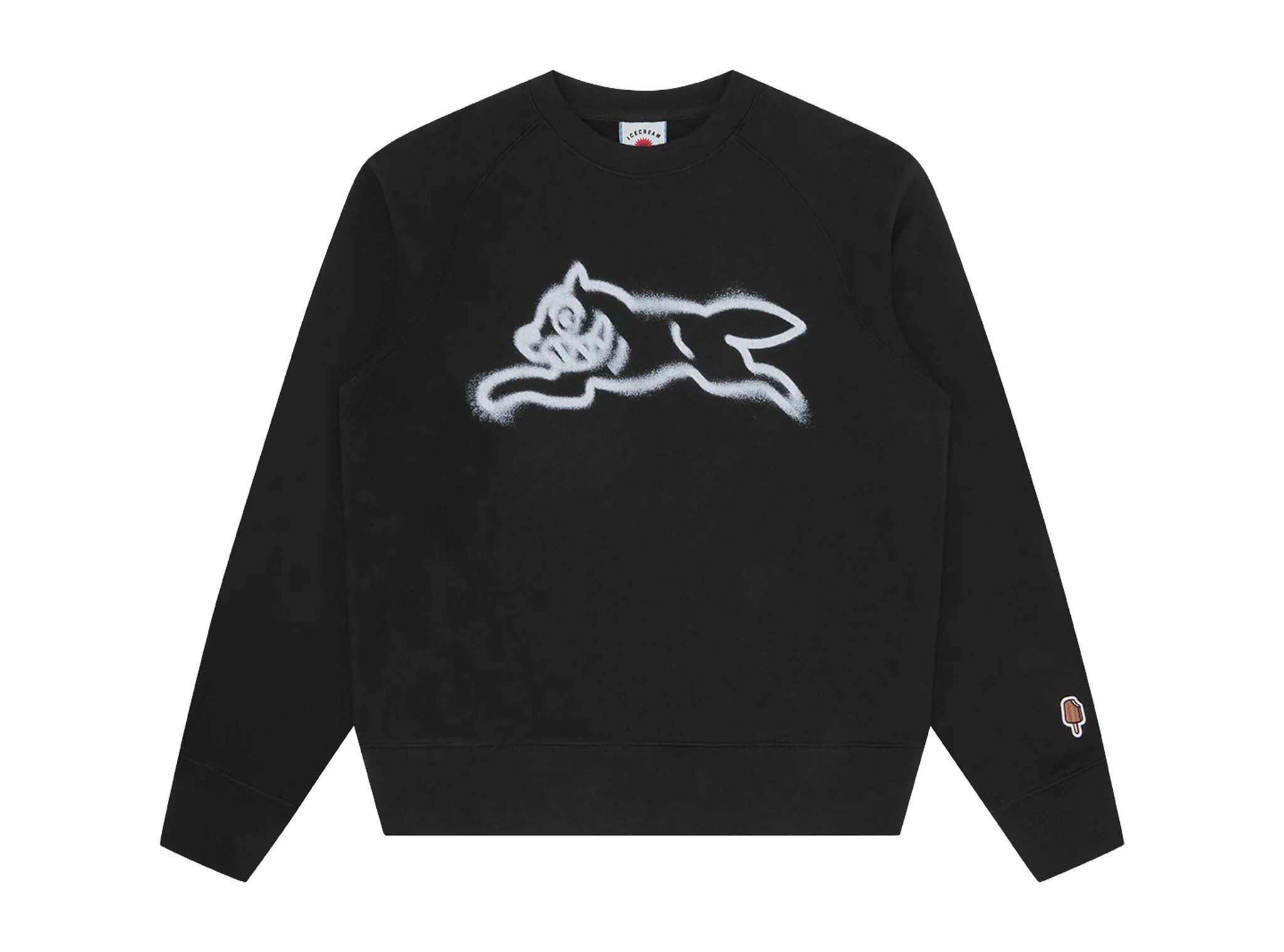 ICECREAM Spray Paint Running Dog Crewneck Black IC25429