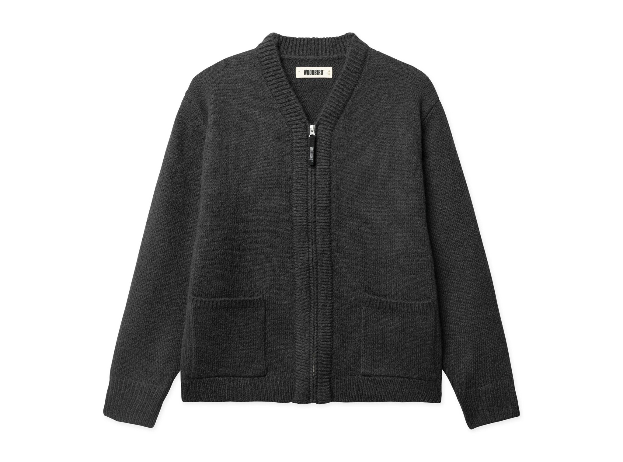 Woodbird WBKoon Zip Whole Cardigan Medium Grey 2546 800