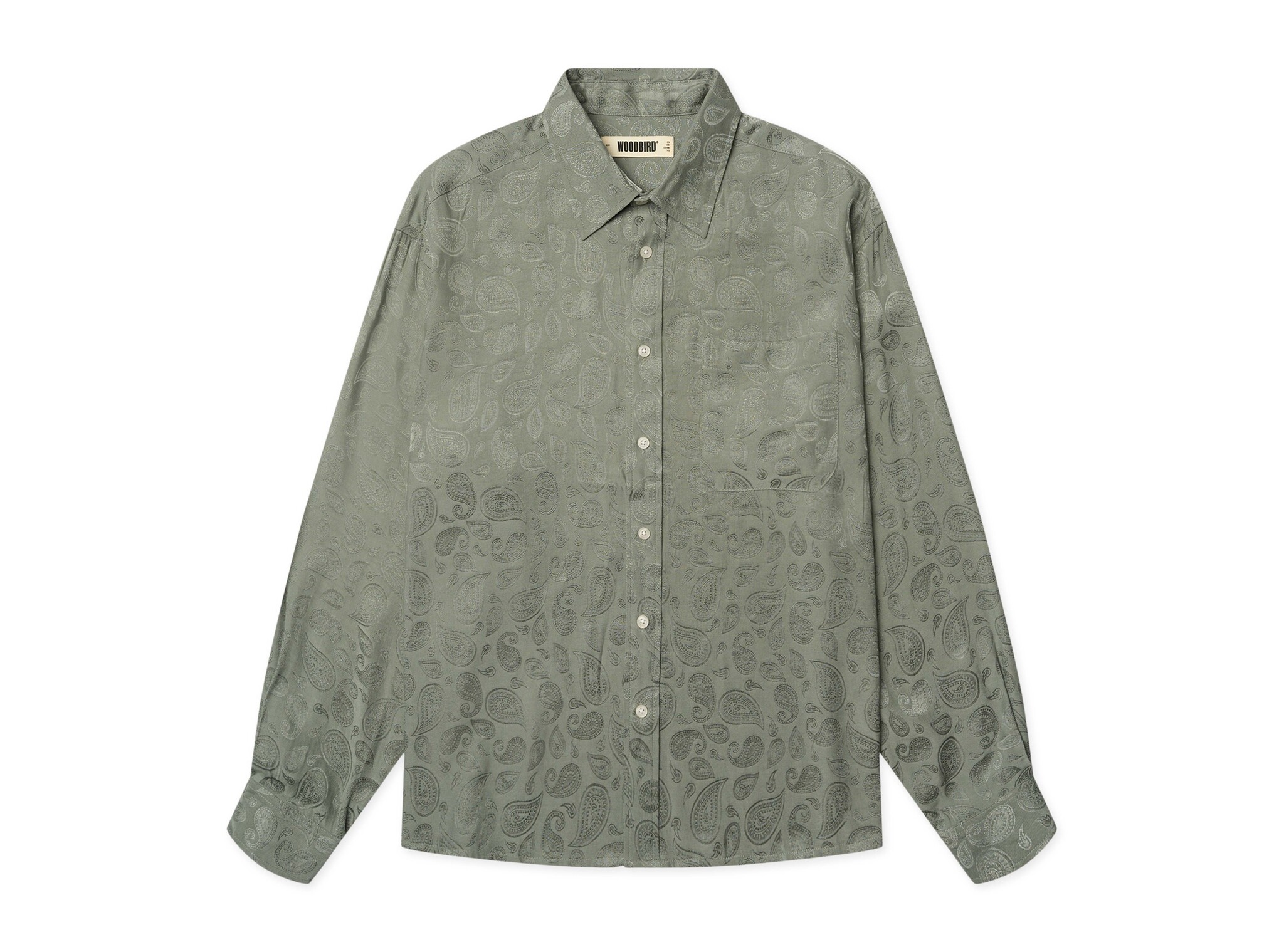 Woodbird WBBuzo Paisley Shirt Grey Green 2546 700