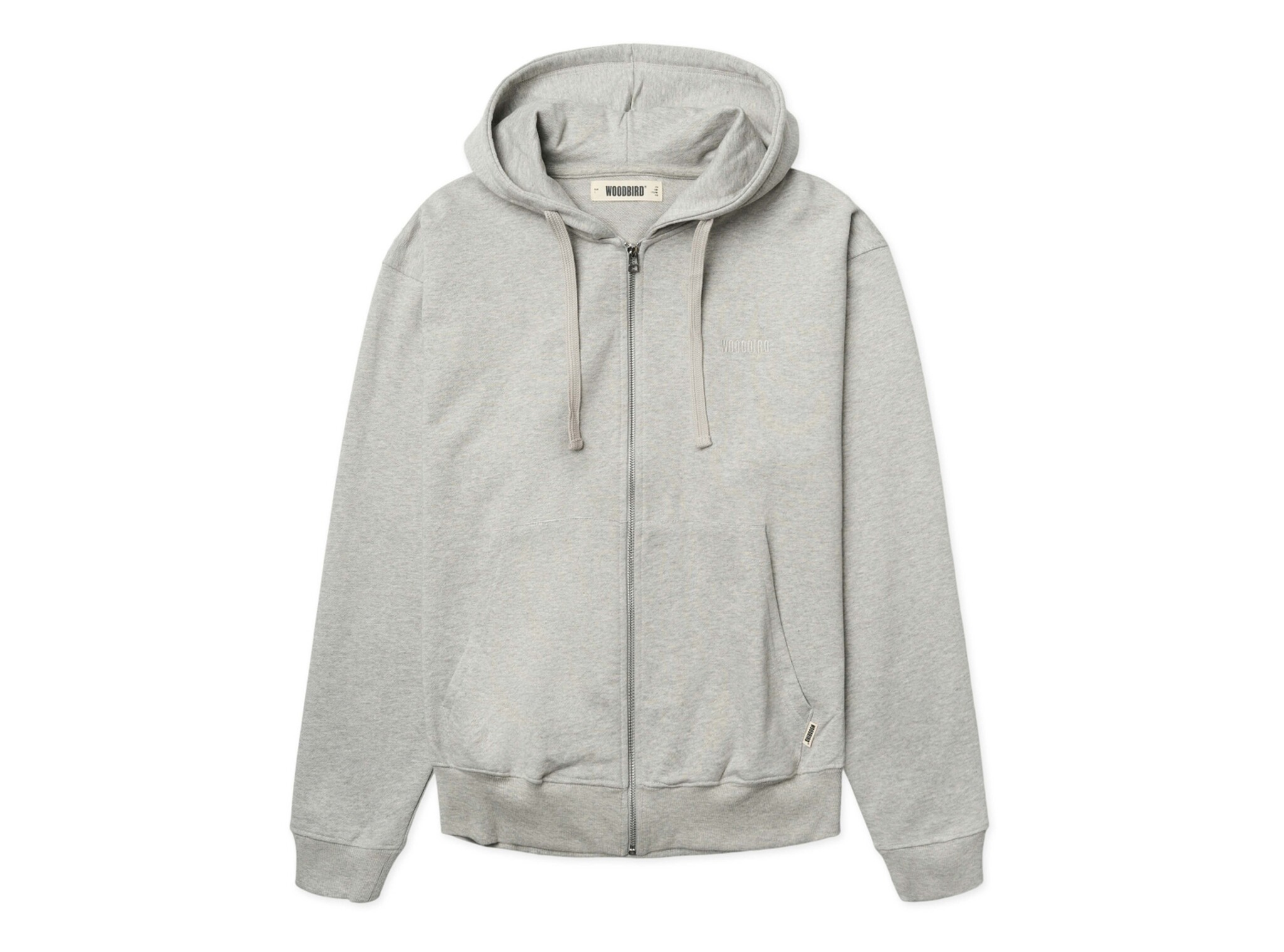 WBFuji Base Zip Hoodie Light Grey Melange 2536 631 Woodbird WBFuji Base Zip Hoodie Light Grey Melange 2536 631