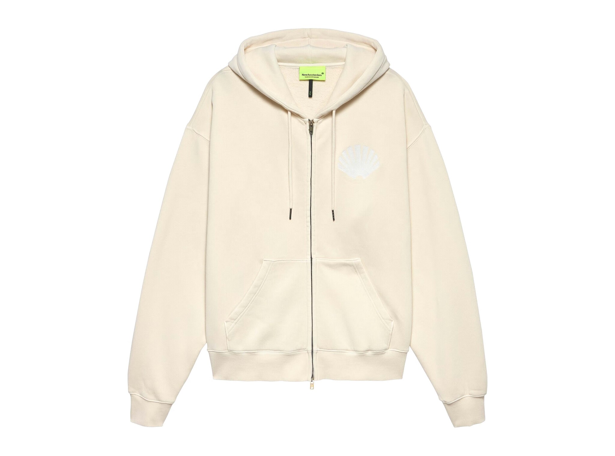 Logo Zip Hoodie Ecru White 2601118002 New Amsterdam Surf Association Logo Zip Hoodie Ecru White 2601118002