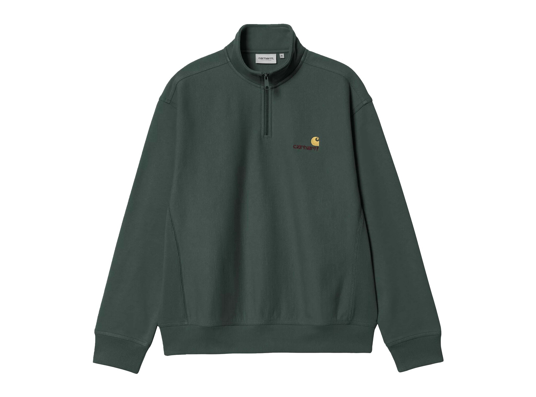 Half Zip American Script Kale Green I027014.3GH.XX.03 Carhartt WIP Half Zip American Script Kale Green I027014.3GH.XX.03