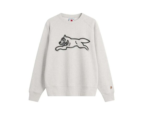 ICECREAM Spray Paint Running Dog Crewneck Heather Grey IC25429