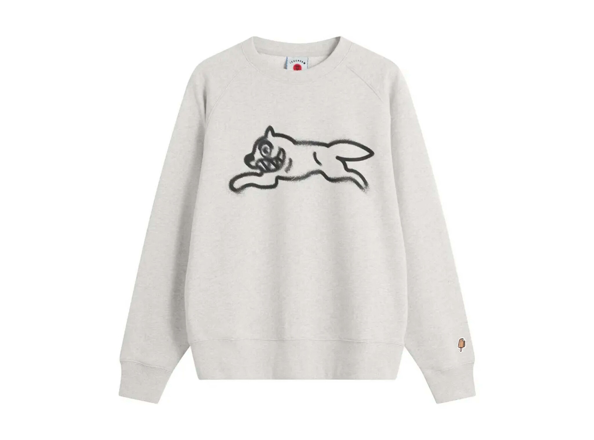 ICECREAM Spray Paint Running Dog Crewneck Heather Grey IC25429