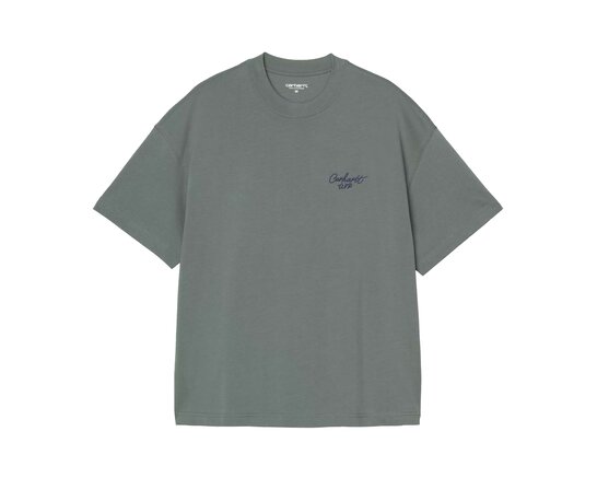 Carhartt WIP SS Signature Script T-shirt Silver Pine Jupiter I033828 62