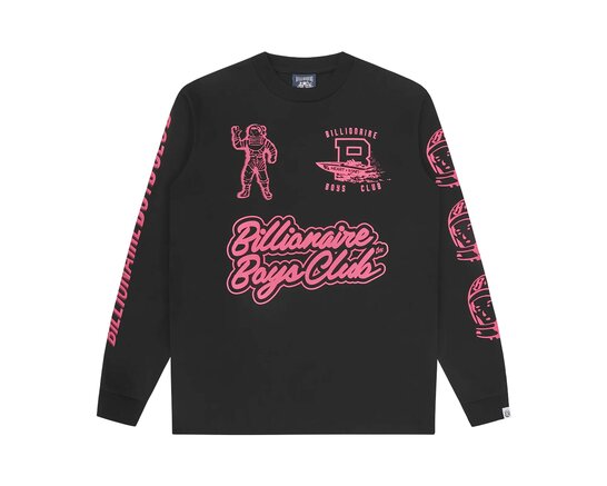 Billionaire Boys Club Global Regatta Multi Print LS T-shirt Black B26144