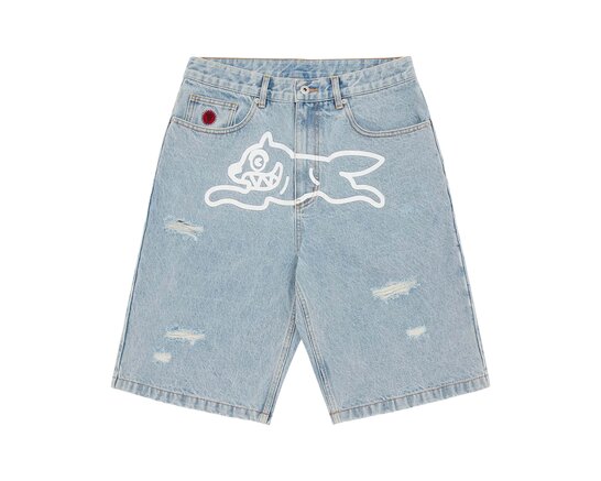 ICECREAM Running Dog Denim Shorts Heavy Wash Blue ICD003