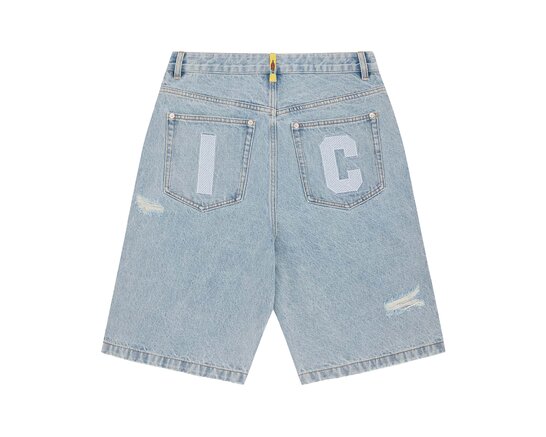 ICECREAM Running Dog Denim Shorts Heavy Wash Blue ICD003