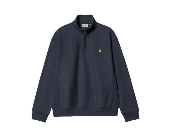 Half Zip American Script Sweat Deep Night I027014 548 Carhartt WIP Half Zip American Script Sweat Deep Night I027014 548