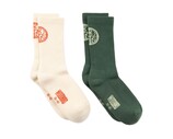 Woodbird WBTennis Stamp Socks 2 pack Pine Green Off White 2616 007