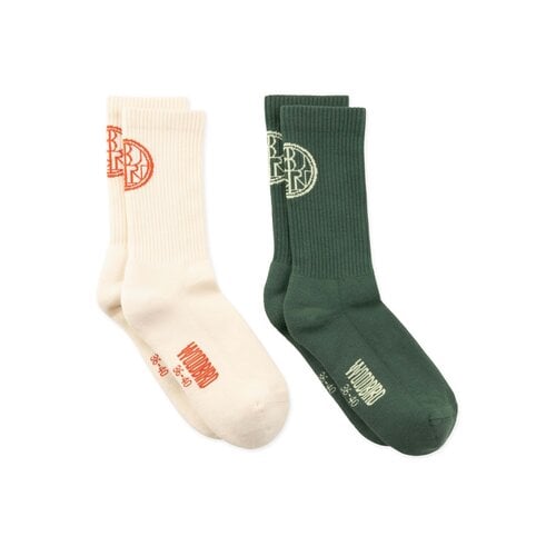WBTennis Stamp Socks 2 pack Pine Green Off White 2616 007