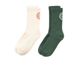 Woodbird WBTennis Stamp Socks 2 pack Pine Green Off White 2616 007