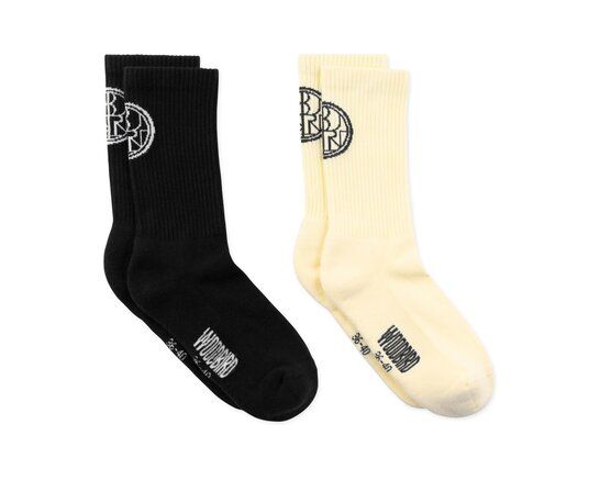 Woodbird WBTennis Stamp Socks 2 pack Wax Yellow Black 2616 007