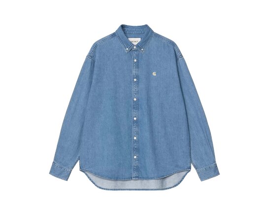 Carhartt WIP L/S Lucas Shirt Blue Stone Washed I034525 14