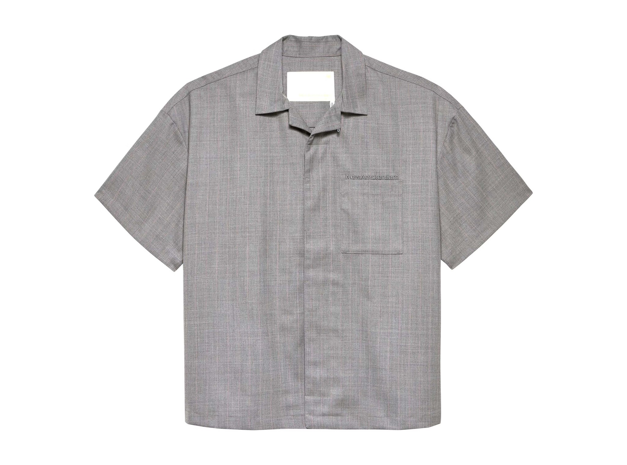 New Amsterdam Surf Association Wijk Shirt Wool Grey Pink Pinstripes 2601025001