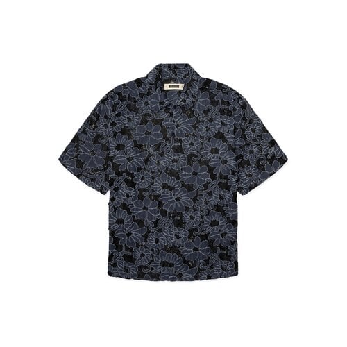 WBWang Denim Lace Shirt Blue Black 2626 703