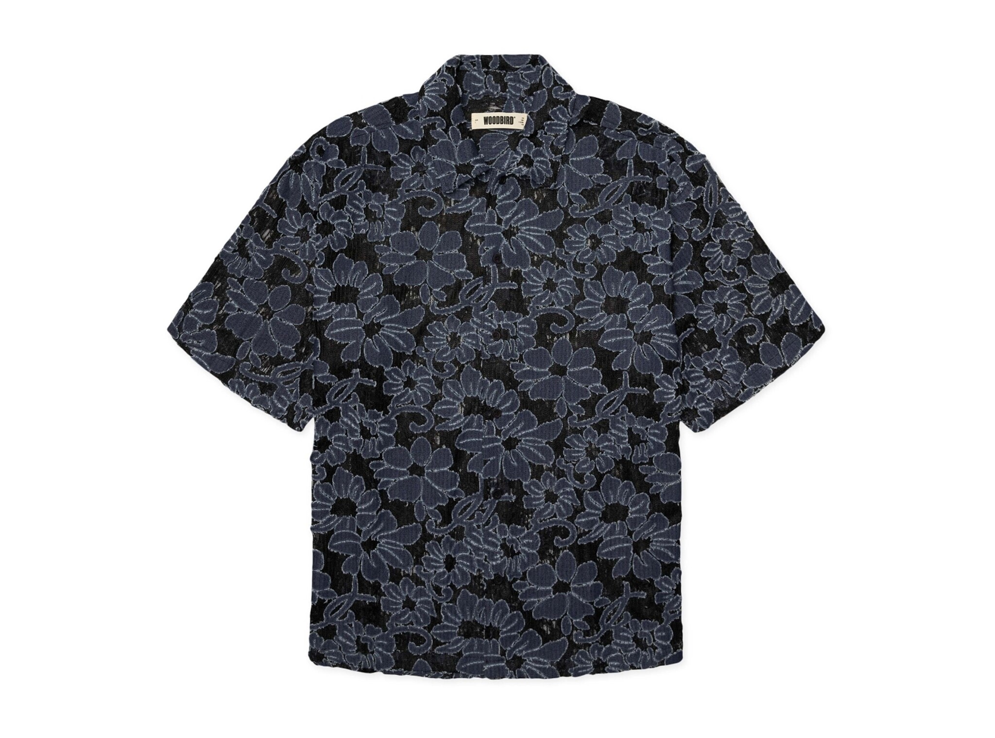 Woodbird WBWang Denim Lace Shirt Blue Black 2626 703