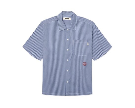Woodbird WBWang Stripe EMB Shirt Blue White 2626 707