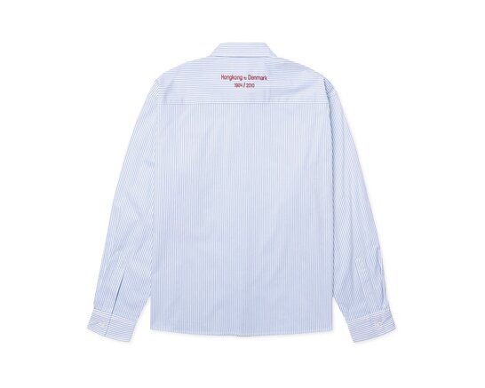 Woodbird WBBuzo Stripe EMB Shirt White Blue 2626 710