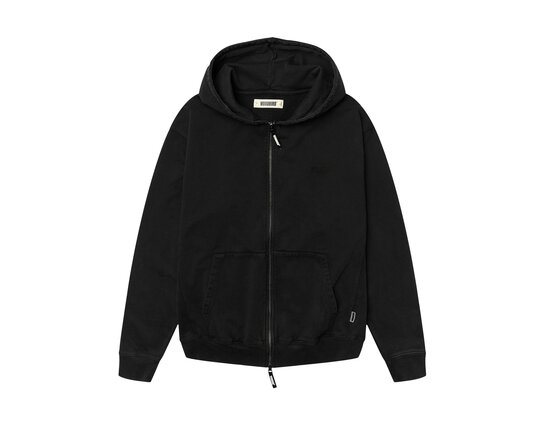 WBPacs Warp Acid Zip Hoodie Washed Black 2626 606 Woodbird WBPacs Warp Acid Zip Hoodie Washed Black 2626 606