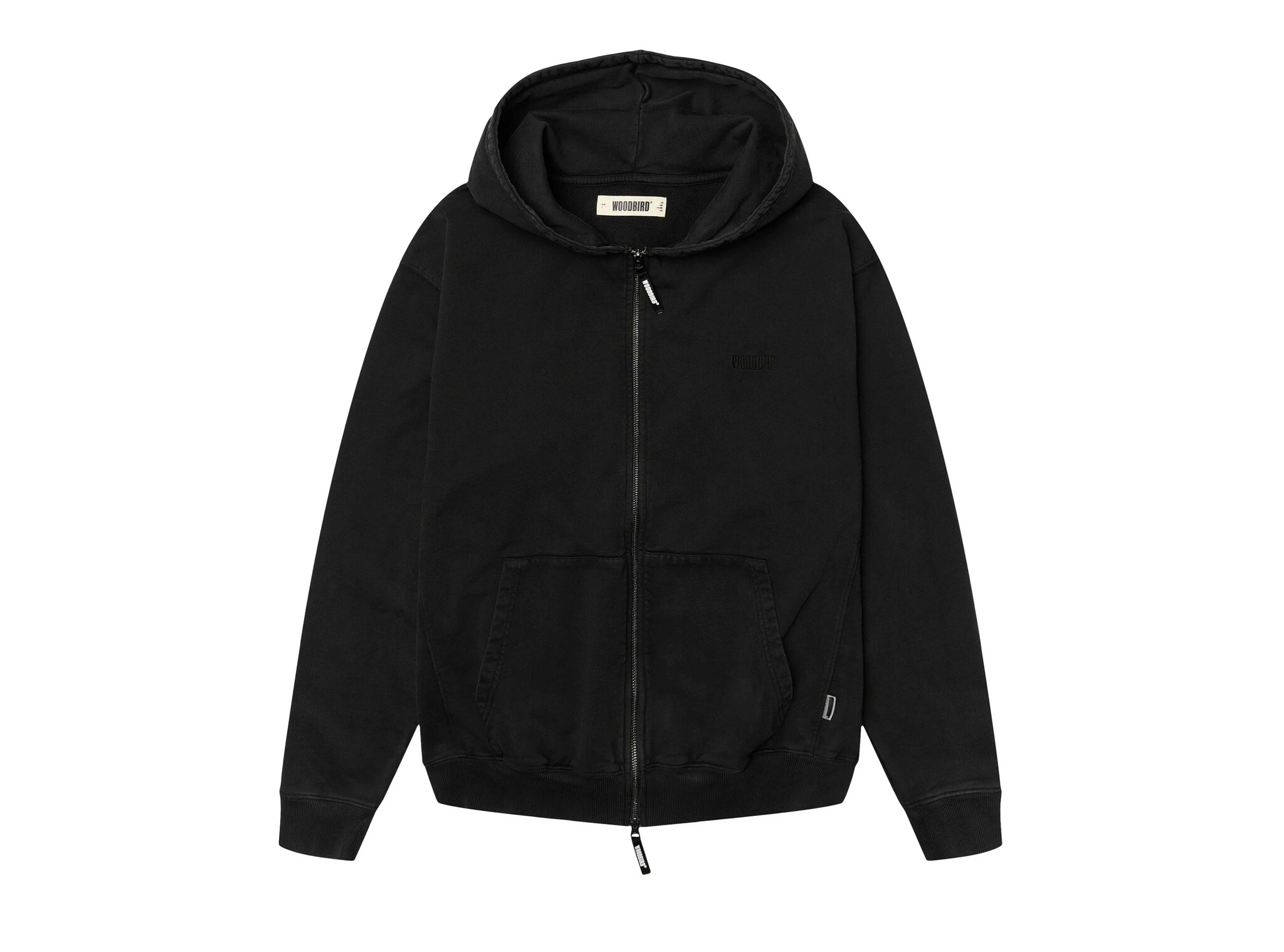WBPacs Warp Acid Zip Hoodie Washed Black 2626 606 Woodbird WBPacs Warp Acid Zip Hoodie Washed Black 2626 606