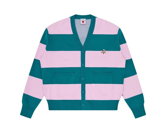 ICECREAM Cones & Bones Striped Knitted Cardigan Pink Green Stripe ICKN26225